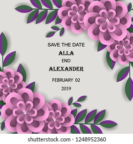 Wedding invitation flower template Marriage ceremony ornament Floral poster Vector decorative greeting card, bridal shower invitation baby shower invite background