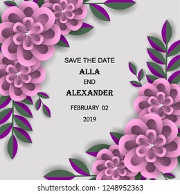 Wedding invitation flower template Marriage ceremony ornament Floral poster Vector decorative greeting card, bridal shower invitation baby shower invite background