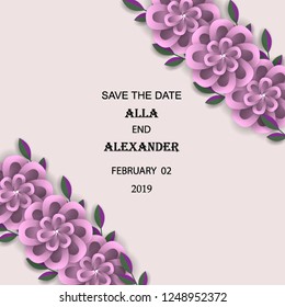 Wedding invitation flower template Marriage ceremony ornament Floral poster Vector decorative greeting card, bridal shower invitation baby shower invite background