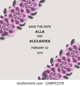 Wedding invitation flower template Marriage ceremony ornament Floral poster Vector decorative greeting card, bridal shower invitation baby shower invite background