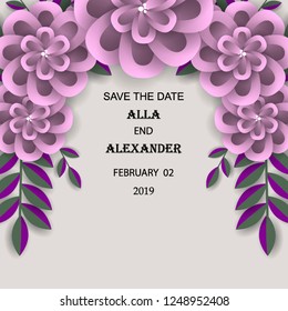 Wedding invitation flower template Marriage ceremony ornament Floral poster Vector decorative greeting card, bridal shower invitation baby shower invite background