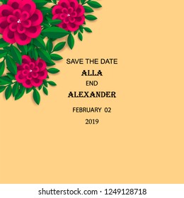 Wedding invitation flower template Marriage ceremony ornament Floral poster Vector decorative greeting card, bridal shower invitation baby shower invite background