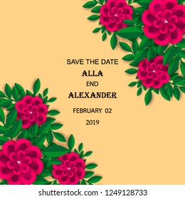 Wedding invitation flower template Marriage ceremony ornament Floral poster Vector decorative greeting card, bridal shower invitation baby shower invite background