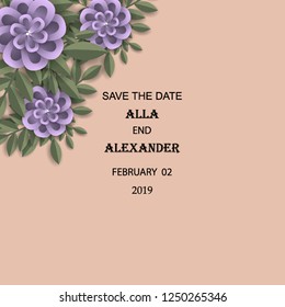 Wedding invitation flower template Marriage ceremony ornament Floral poster Vector decorative greeting card, bridal shower invitation baby shower invite background