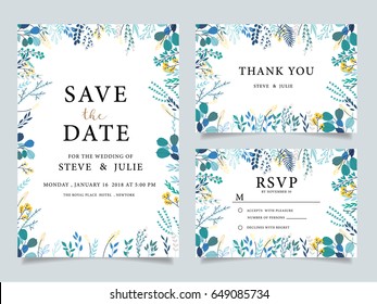 wedding invitation  with  flower Templates