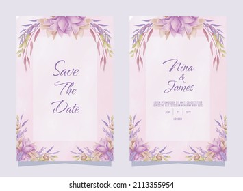 Wedding invitation flower watercolor template design