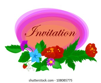 The wedding invitation with flowers