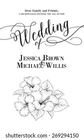 Wedding invitation with flowers