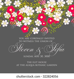 Wedding invitation with flowers
