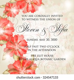 Wedding invitation with flowers