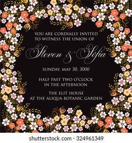 Wedding invitation with flowers