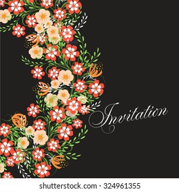 Wedding invitation with flowers