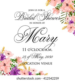 Wedding invitation with flowers.