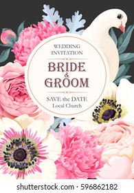 Wedding invitation with flowers