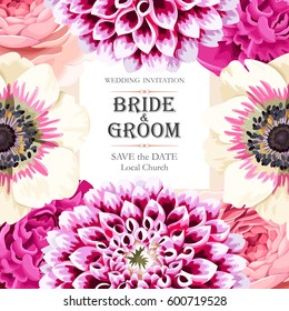 Wedding invitation with flowers