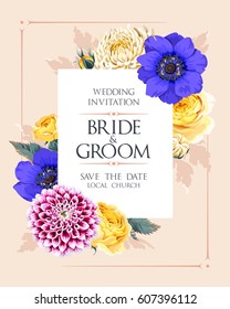 Wedding invitation with flowers