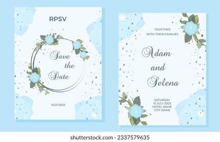 Wedding invitation with flowers in rustic style