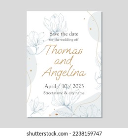 wedding invitation flyer names Thomas and Angelina