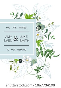Wedding invitation with foliage