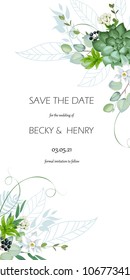 Wedding invitation with foliage