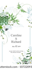 Wedding invitation with foliage