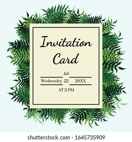 Wedding Invitation Frame Card With Fern Elements