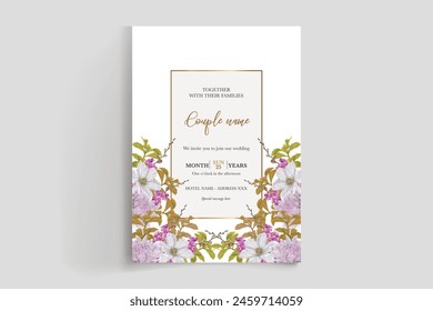 HOCHZEIT EINLADUNGSRAHMEN MIT BLUMENSCHMUCK MIT FRISCHBLÄTTERN
