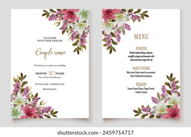 WEDDING INVITATION FRAME WITH FLOWER DECORATIONS WITH FRESH LEAVES