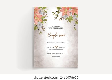 HOCHZEIT EINLADUNGSRAHMEN MIT BLUMENSCHMUCK UND FRISCHBLÄTTERN 