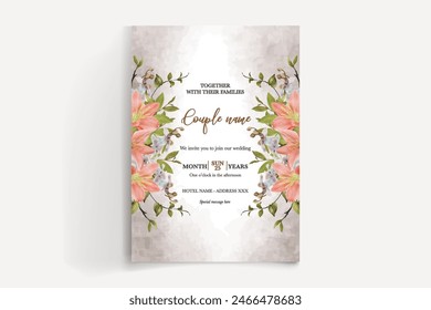 HOCHZEIT EINLADUNGSRAHMEN MIT BLUMENSCHMUCK UND FRISCHBLÄTTERN 