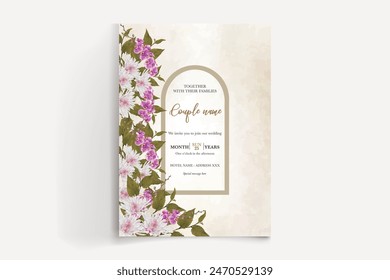 HOCHZEIT EINLADUNGSRAHMEN MIT BLUMENSCHMUCK UND FRISCHBLÄTTERN 