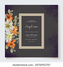 HOCHZEIT EINLADUNGSRAHMEN MIT BLUMENSCHMUCK UND FRISCHBLÄTTERN 