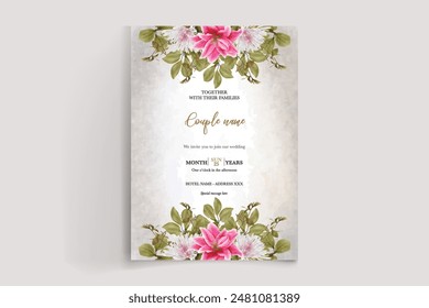 HOCHZEIT EINLADUNGSRAHMEN MIT BLUMENSCHMUCK UND FRISCHBLÄTTERN 