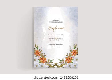 HOCHZEIT EINLADUNGSRAHMEN MIT BLUMENSCHMUCK UND FRISCHBLÄTTERN 