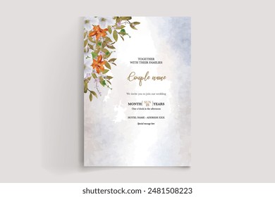HOCHZEIT EINLADUNGSRAHMEN MIT BLUMENSCHMUCK UND FRISCHBLÄTTERN 