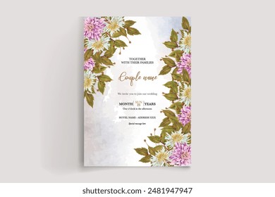HOCHZEIT EINLADUNGSRAHMEN MIT BLUMENSCHMUCK UND FRISCHBLÄTTERN 