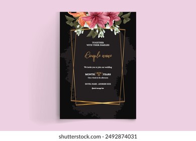 MARCO DE INVITACIÓN DE BODA CON DECORACIONES FLORALES CON HOJAS FRESCAS