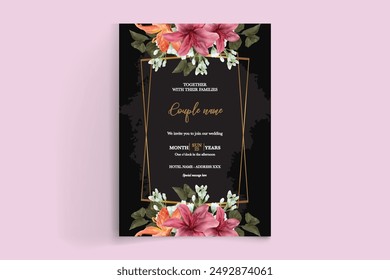 WEDDING INVITATION FRAME WITH FLOWER DECORATIONS WITH FRESH LEAVES