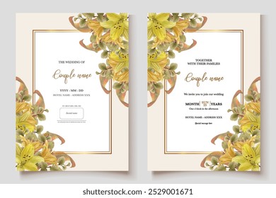 QUADRO DE CONVITE DE CASAMENTO COM DECORAÇÕES DE FLORES E FOLHAS FRESCAS