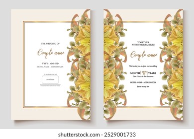 QUADRO DE CONVITE DE CASAMENTO COM DECORAÇÕES DE FLORES E FOLHAS FRESCAS