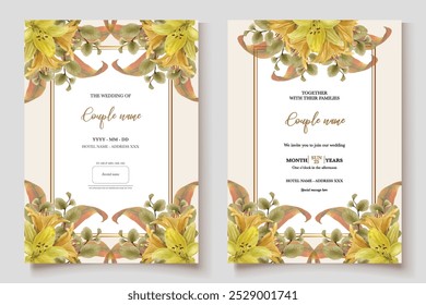 MARCO DE INVITACIÓN DE BODA CON DECORACIONES FLORALES Y HOJAS FRESCAS