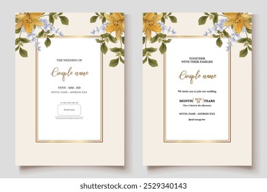 QUADRO DE CONVITE DE CASAMENTO COM DECORAÇÕES DE FLORES COM FOLHAS FRESCAS 