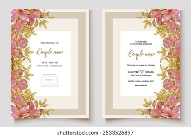 MARCO DE INVITACIÓN DE BODA CON DECORACIONES FLORALES Y HOJAS FRESCAS 