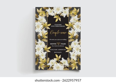 MARCO DE INVITACIÓN DE BODA CON DECORACIONES FLORALES Y HOJAS FRESCAS