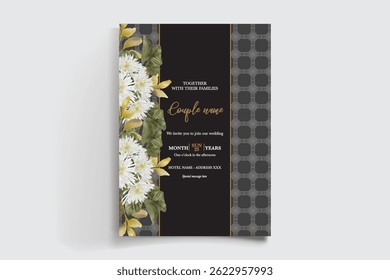 MARCO DE INVITACIÓN DE BODA CON DECORACIONES FLORALES Y HOJAS FRESCAS