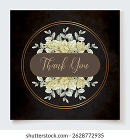WEDDING INVITATION FRAME WITH FLOWER DECORATIONS AND FRESH LEAVES