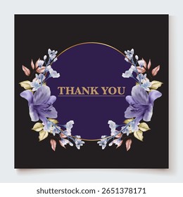 WEDDING INVITATION FRAME WITH FLOWER DECORATIONS AND FRESH LEAVES