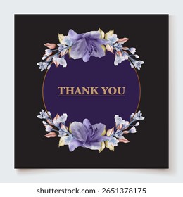 WEDDING INVITATION FRAME WITH FLOWER DECORATIONS AND FRESH LEAVES