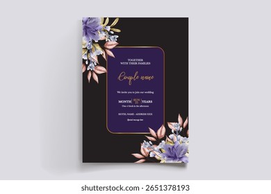 QUADRO DE CONVITE DE CASAMENTO COM DECORAÇÕES DE FLORES E FOLHAS FRESCAS