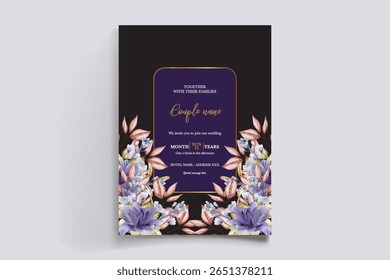 QUADRO DE CONVITE DE CASAMENTO COM DECORAÇÕES DE FLORES E FOLHAS FRESCAS